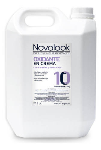  Oxidante Crema Novalook Con Keratina 10 Volumenes 5 Litros Tono 10 Vol