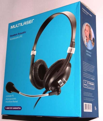 Fone Headphone Microfone Flexível Acoustic Ph041- Multilaser