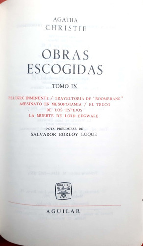 Obras Escogidas 9 Agatha Christie Aguilar Usado #