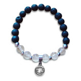 Pulsera Acero Signo Cáncer Piedra Cuarzo Cristal Y Lava