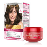 Kit Excellence Tono Castaño + Elvive Colorvive Ct 300ml