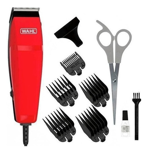 Maquina Peluqueria Cortar Cabello Wahl Easy Corte + Tijeras Color Rojo 127v