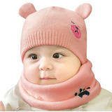 Gorro Bufanda Para Bebé Niño Diseño De Oso Talla 6 A 18 Mese