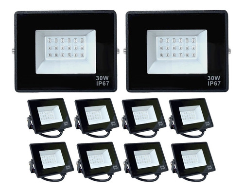 10x Refletor Led 30w Smd Ip67 Mini Holofote Azul / Verde