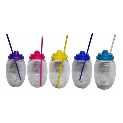 Vitrolero, 60 Pzas Pool Party, Tapa Popote Reusable 1 Litro Varios