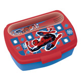 Lunchera Infantil Spiderman Con Cubiertos Original Ha530