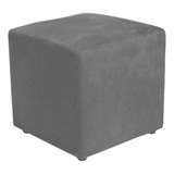 Puff Quadrado Decorativo Suede Cinza - Lyam Decor