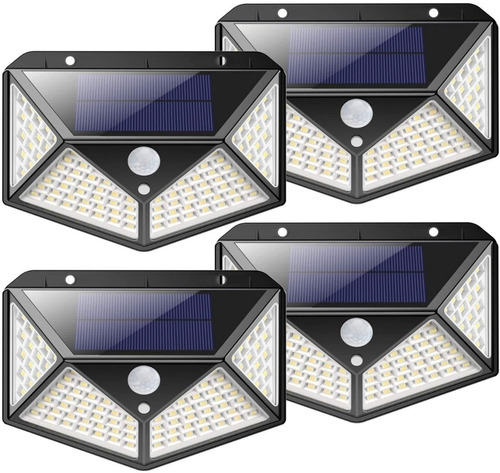Pack X 4 Lampara Solar 100 Led Exterior Sensor De Movimiento