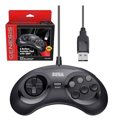 Joystick Sega Genesis Mini - Oficial 6 Botones - Usb Compt.