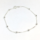 Pulsera Veneciana Con Bolitas 19cm Plata 925