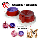 Comedouro Bebedouro Automático Duplo Pet Ta Na Mesa Cor Vermelho