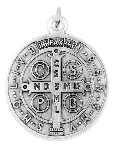 Medalla Grande De San Benito - 2 De Diámetro (tono Plateado)