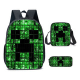 Set De 3 Piezas De Mochila Escolar Minecraft Raw Al Por Mayo