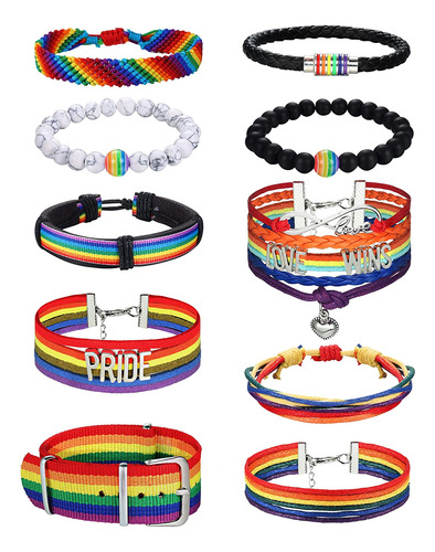 Ubgicig 10 Piezas De Orgullo Gay Lgbtq Accesorios Pulsera De