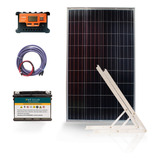 Kit Solar Con Panel De 100w Bateria 45a Usb Y Pantalla 12d