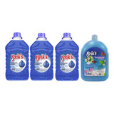 Pack 3 Detergentes Brik's Azul + 1 Suavizante Brik's 5 L