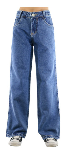 Calça Jeans Infantil Wide Leg Larguinha Destroyed Menina 