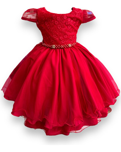 Vestido Juvenil De Festa Formatura Vermelho Luxo - 4 Ao 16