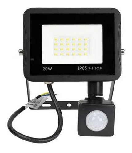 Reflector Led 20w Sensor Movimiento 220 Exterior Blanco Frio