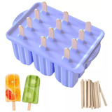 Kit De 12 Moldes De Silicona Para Helado De Helado Y 50 Barr