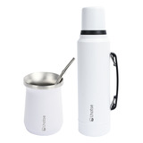 Termo Liquido Classic 1,3 Lts + Mate Bombilla Lhotse White