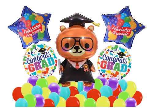 Set Globos Graduación Felicidades Kinder Preescolar Primaria