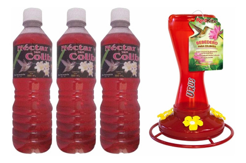 Bebedero De Colibrí Con 3 Cargas De 500 Ml