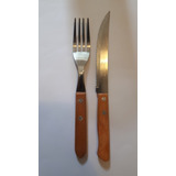 Set De Cuchillo X6 Y Tenedor De Masa X6 De Madera Para Asado