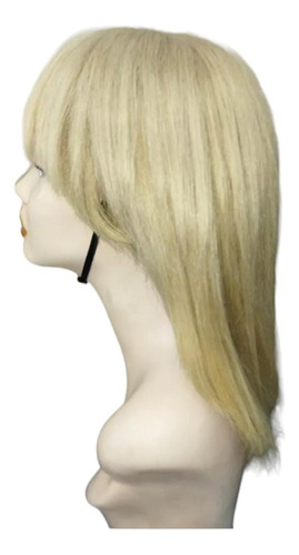 Peluca Rubia Cabello 100% Natural Humano Con Flequillo