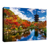 Cuadro Decorativo Canvas Paisaje De Japón En Otoño Lienzo Hd Color Con Bastidor