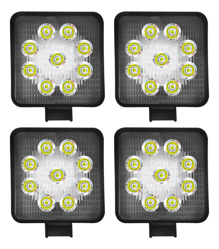 Juego X4 Faros Proyector 27w 9 Led Cuadrado 4x4 Moto Envío