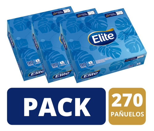 Elite Pañuelos Descartables Caja X 90 Pack X 3