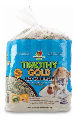 Heno De Timothy American Pet Gold, El Mejor Heno Para Conejo Chinchilla Cuyo Y Otros Herbívoros Pues No Contiene Alfalfa