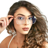 Óculos Feminino Transparente Grande Anti Luz Azul Armação