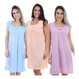 Combo 3 Camisolas Feminina Senhora Idosa Linha Noite Oferta