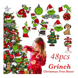 48 Piezas De Adornos Para El Árbol De Navidad Del Grinch