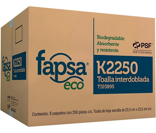 Toalla Interdoblada Fapsa Eco K2250 8/paquetes De 250/piezas