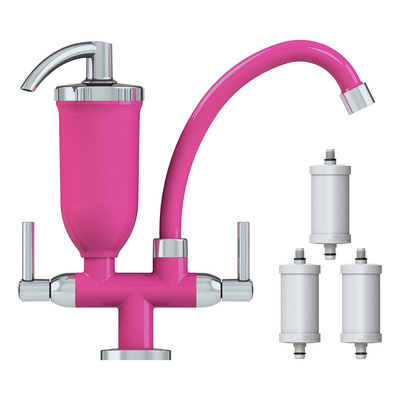 Torneira Abs Filtro Cozinha Rosa Bancada 2168 C70 + 3 Refil Acabamento 2168 Rosa + 3 Refil
