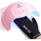 Set De Lampara Uv Para Uñas En Gel 48w Y Guantes Anti  Uv