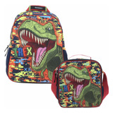 Kit Mochila Kinder + Lonchera Escolar Chenson Dinoland Kids