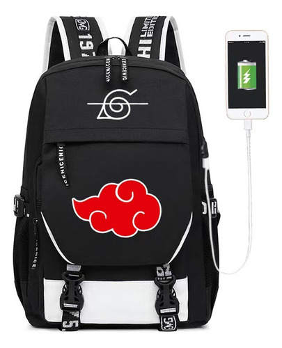 Mochila Estilo Campus Akatsuki Com Estampa De Crachá Fashion