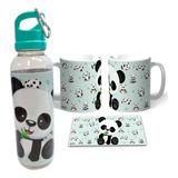 Botella Deportiva 750 Ml - Panda + Taza Plástica 