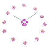 Reloj De Pared Diseño Flores 3d Ajustable