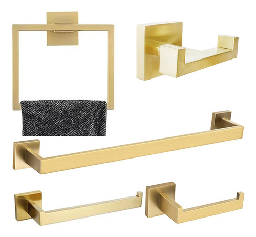 Juego De 5 Accesorios Para Baño-dorado