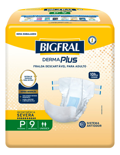 Fraldas Para Adultos Descartáveis Bigfral  Derma Plus Pequeno X 9 U