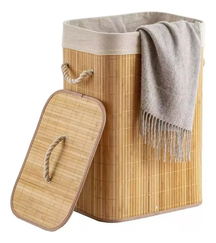 Cesto Ropa De Bambu Natural / Rectangular 72 Litros