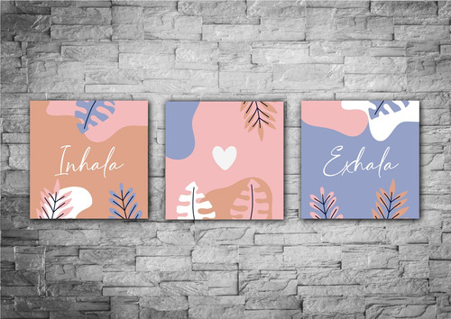 Cuadros Decorativos Inhala Exhala Amor Set De 3 Unidades