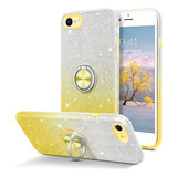 Funda Para iPhone 7/8/se - Blanca/amarilla/glitter