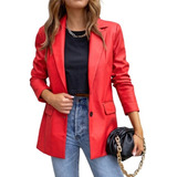 Max Blazer Feminino Alfaiataria Em Couro Pu Jaqueta