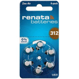 6 X Pilas Audifono Renata 312 Pr41 Alemania 